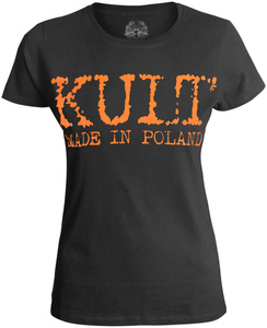 bluzka damska KULT - MADE IN POLAND (LOGO+NAPIS) czarna