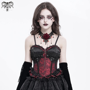 gorsetowy top DEVIL FASHION - RED GOTHIC LACE