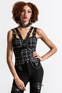 bluzka damska KILLSTAR - JADED (ASH TARTAN)