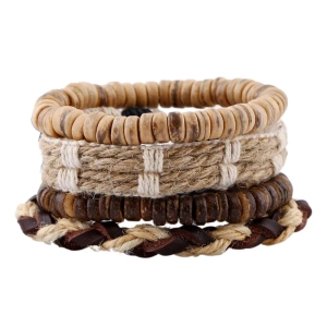 bransoletka BOHO BROWN, zestaw 4 bransoletek