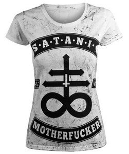 bluzka damska AMENOMEN - SATANIC MOTHERFUCKER (OMEN148DA WHITE ALLPRINT BLACK)