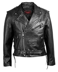 kurtka RAMONESKA ANILINA, czarna z bocznymi rzemieniami