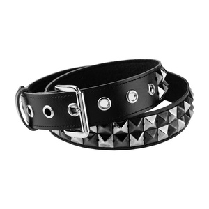 pasek z ćwiekami PYRAMID 2-RZĘDY, skóra ekologiczna