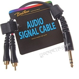 przewód audio BOSTON: 2 x RCA (cinch) -  DUŻY JACK STEREO (6.3mm) / 30cm