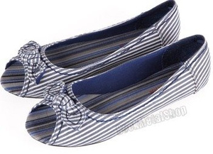 balerinki NEW AGE - WHITE/GRAY STRIPES