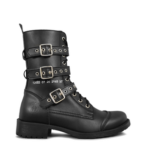 trzewiki damskie ALTERCORE czarne 10-dziurkowe z klamrami (KOLETA VEGAN BLACK)