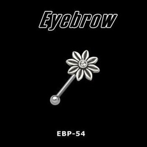 KOLCZYK PIERCING DO BRWI KWIATEK kolor oczka RÓŻOWY [EBP-54]