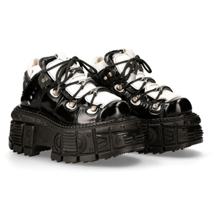 buty NEW ROCK CHAROL NEGRO ARRUGADO, NAPA BLANCA, TANK NEGRO SIN HERRAJES [M-106-S119]