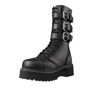 glany na wysokiej podeszwie BRANDIT - PLATEAU PHANTOM BUCKLE (14 dziurek + 3 klamry - CZARNE)