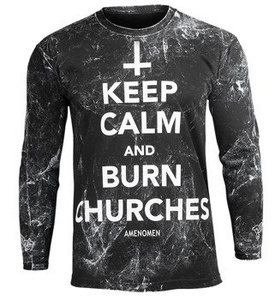 longsleeve AMENOMEN - KEEP CALM AND BURN CHURCHES (OMEN069LO ALLPRINT WHITE)