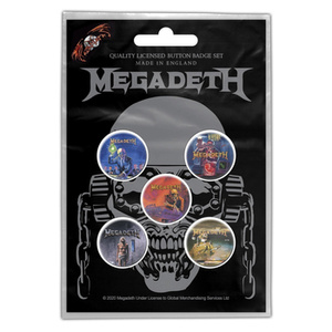 zestaw 5 szt. przypinek MEGADETH - VIC RATTLEHEAD