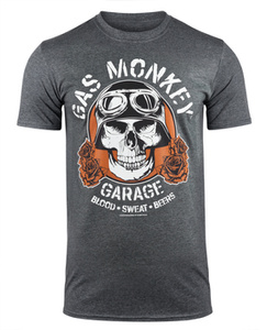 koszulka GAS MONKEY GARAGE - SKULL ciemnoszary melanż