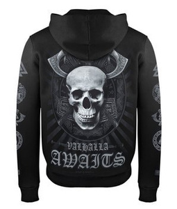 bluza VICTORY OR VALHALLA - SKULL rozpinana, z kapturem