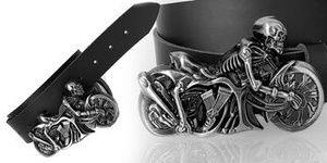 pas SKULL RIDER skóra naturalna