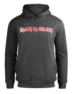 bluza IRON MAIDEN - LOGO, z kapturem, szara