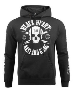 bluza BLACK HEART - BASTARD SKULL BASIC, kangurka z kapturem