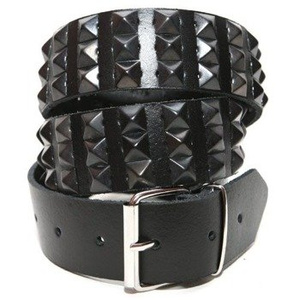 pasek 3-rzędowy z ćwiekami PYRAMID skóra naturalna