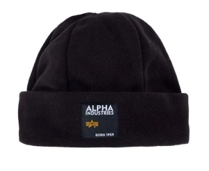 czapka ALPHA INDUSTRIES -  LABEL FLEECE BLACK
