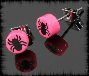 kolczyk BLACK SPIDER różowy