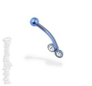 TYTANOWY KOLCZYK DO BRWI kolor niebieski, 2 oczka [TMBNJC2]