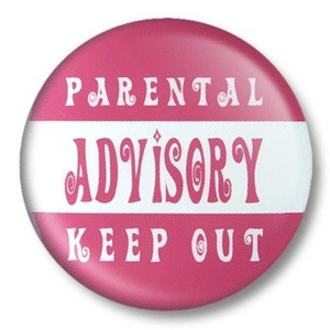 przypinka PARENTAL ADVISORY KEEP OUT Ø38mm