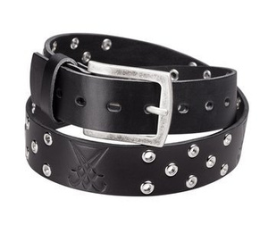 pasek LUCYFER BLACK + OKUCIA , skórzany