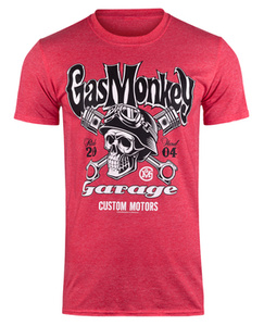 koszulka GAS MONKEY GARAGE - CUSTOM  MOTORS SKULL czerwona