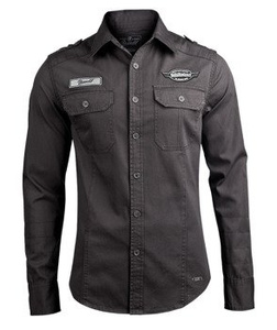 koszula LUIS VINTAGESHIRT WITH BADGES - BLACK