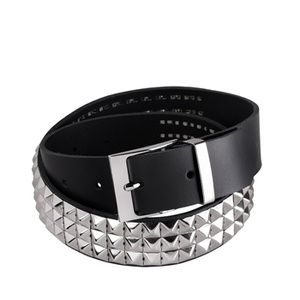 pasek 3-rzędowy z ćwiekami PYRAMID skóra naturalna