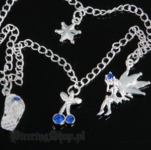 łańcuszek na kostkę WISIENKI oczko niebieski [ANK-09]