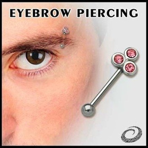 KOLCZYK PIERCING DO BRWI 3 KRYSZTAŁKI kolor oczek CRYSTAL [EBP-17]