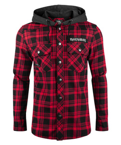 koszula IRON MAIDEN CHECKSHIRT HOODED EDDI  dark red/black, z kapturem