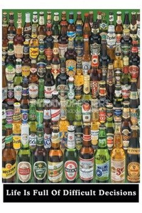 plakat DIFFICULT DECISSIONS - BEER BOTTLES
