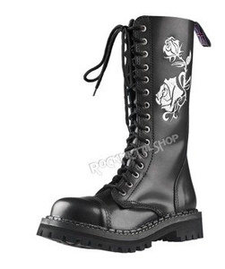 glany STEADY'S - 15 dziurek, czarne / BIAŁA RÓŻA (STE/15/HAFT)