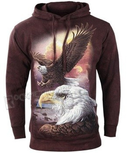 bluza THE MOUNTAIN - EAGLE & CLOUDS, kangurka z kapturem, barwiona