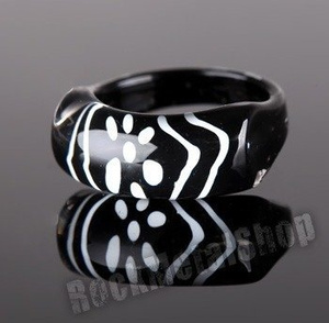 pierścień FLORAL czarny