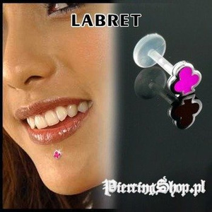 KOLCZYK DO BRODY LABRET(bioplast) TREFL kolor oczka RÓŻOWY [LA-163]