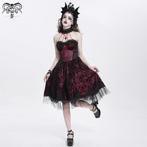 sukienka DEVIL FASHION - RED GOTHIC SKELETON