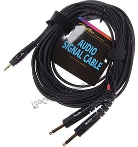 przewód audio BOSTON: 2x JACK MONO duży (6.3mm) - JACK STEREO mały (3.5mm) / 6m