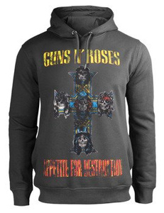 bluza GUNS N' ROSES - APPETITE FOR DESTRUCTION, z kapturem, szara