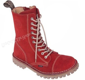 glany STEEL - RED (10-dziurkowe) zamszowe + suwak