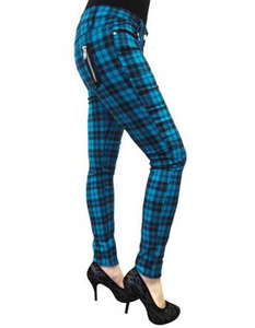 spodnie damskie BANNED - BLUE CHECK