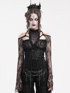 bluzka damska DEVIL FASHION - BLACK GOTHIC RETRO SEXY