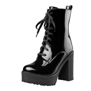botki damskie ALTERCORE czarne (IVY VEGAN BLACK PATENT)
