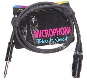 przewód mikrofonowy BOSTON "Black Jack":  XLR -  DUŻY JACK mono (6.3mm) / 1m