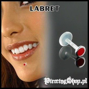 KOLCZYK DO BRODY LABRET(bioplast) KÓŁKO różne kolory CZERWONY [LA-155]