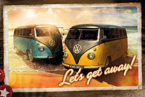 plakat VW  CAMPER - LETS GET AWAY