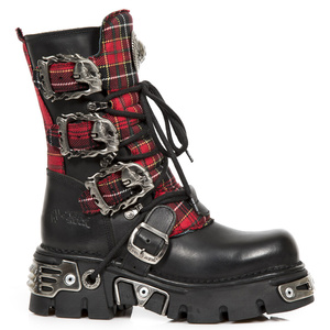 buty NEW ROCK ITALI NEGRO TELA ESCOCESA ROJO REACTOR NEGRO TOBER [M.391T-S1]