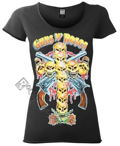 bluzka damska GUNS N' ROSES - NEON SKULL ciemnoszara