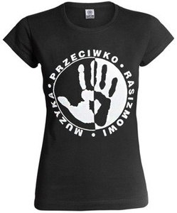 bluzka damska MUZYKA PRZECIWKO RASIZMOWI - LOGO BIAŁE